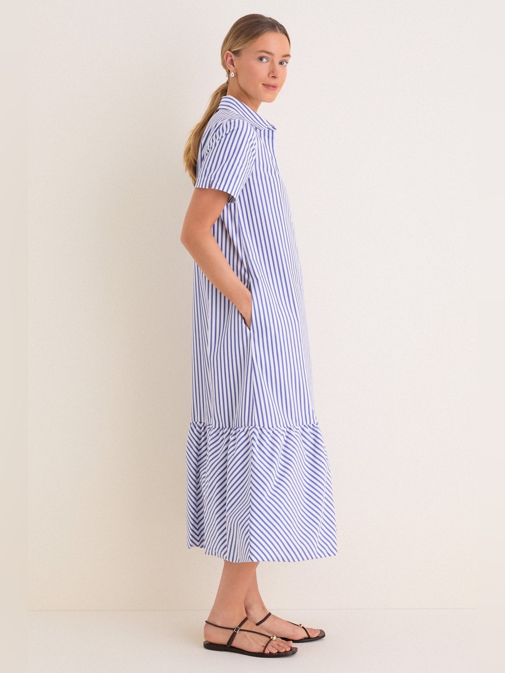 NWT Tuckernuck Blue White Stripe Martine Bubble Maxi Dress M - Picture 2 of 6